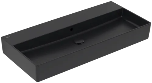 VILLEROY BOCH Umyvadlo Memento 2.0, 1000 x 470 x 135 mm, Pure Black CeramicPlus, s přepadem, neleštěné #4A22A6R7