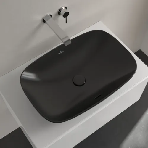 VILLEROY BOCH Umyvadlo na desku Loop & Friends, 620 x 420 x 120 mm, Pure Black CeramicPlus, s přepadem #4A5000R7, obrázek 4