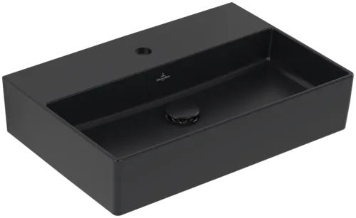 VILLEROY BOCH Umyvadlo Memento 2.0, 600 x 420 x 135 mm, Pure Black CeramicPlus, bez přepadu #4A2261R7
