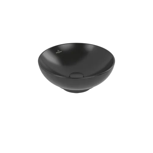 VILLEROY BOCH Umyvadlo na desku Loop & Friends, 380 x 380 x 120 mm, Pure Black CeramicPlus, bez přepadu #4A4501R7