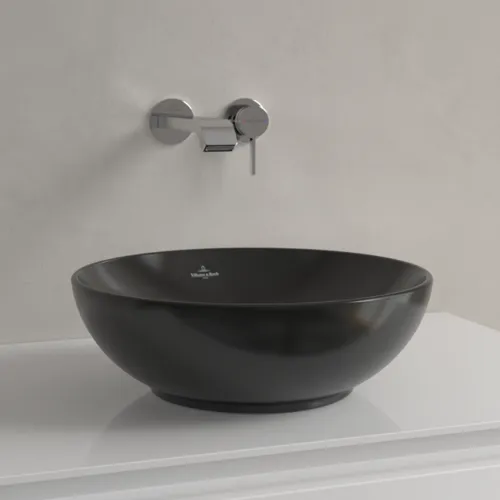 VILLEROY BOCH Umyvadlo na desku Loop & Friends, 380 x 380 x 120 mm, Pure Black CeramicPlus, bez přepadu #4A4501R7, obrázek 6