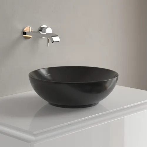 VILLEROY BOCH Umyvadlo na desku Loop & Friends, 380 x 380 x 120 mm, Pure Black CeramicPlus, bez přepadu #4A4501R7, obrázek 2