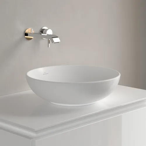 VILLEROY BOCH Umyvadlo na desku Loop & Friends, 420 x 420 x 120 mm, Stone White CeramicPlus, bez přepadu #4A4601RW, obrázek 2