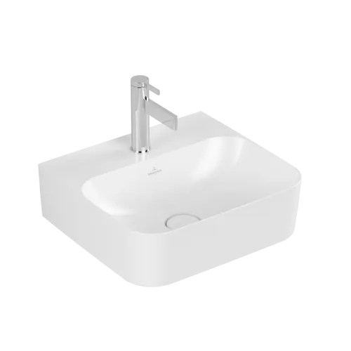VILLEROY BOCH Umyvadlo Finion, 430 x 390 x 140 mm, Stone White CeramicPlus, se skrytým přepadem #436444RW