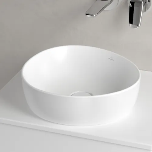 VILLEROY BOCH Umyvadlo na desku Antao, 400 x 395 x 145 mm, Stone White CeramicPlus, bez přepadu #4A7240RW, obrázek 3