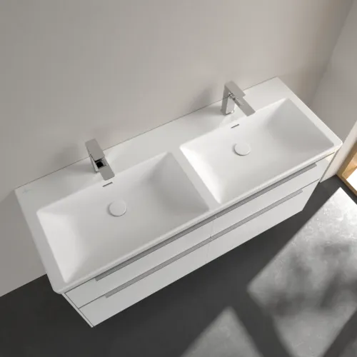 VILLEROY BOCH Dvojumyvadlo Subway 3.0 Cabinet, 1300 x 475 x 165 mm, Stone White CeramicPlus, s přepadem #4A71D5RW, obrázek 4