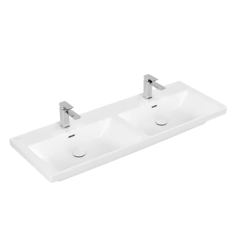 VILLEROY BOCH Dvojumyvadlo Subway 3.0 Cabinet, 1300 x 475 x 165 mm, Stone White CeramicPlus, s přepadem #4A71D5RW