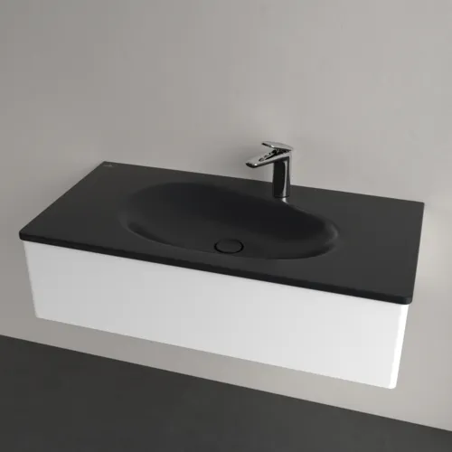 VILLEROY BOCH Umyvadlo na skříňku Antao, 1000 x 500 x 150 mm, Pure Black CeramicPlus, se skrytým přepadem #4A76ABR7, obrázek 3