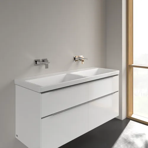 VILLEROY BOCH Skříňkové dvojumyvadlo Subway 3.0, 1300 x 475 x 165 mm, bílá Alpine CeramicPlus, bez přepadu #4A71D3R1, obrázek 2
