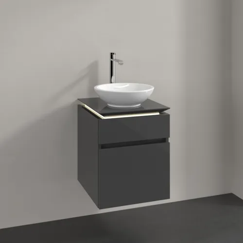VILLEROY BOCH Legato toaletní skříňka, s osvětlením, 2 výsuvy, 450 x 550 x 500 mm, lesklá šedá / lesklá šedá #B566L0FP, obrázek 2