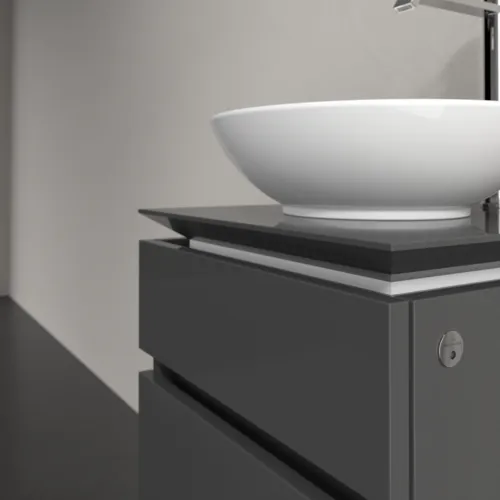 VILLEROY BOCH Legato toaletní skříňka, s osvětlením, 2 výsuvy, 450 x 550 x 500 mm, lesklá šedá / lesklá šedá #B566L0FP, obrázek 4