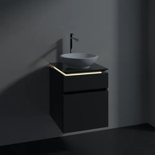 VILLEROY BOCH Legato toaletní skříňka, s osvětlením, 2 výsuvy, 450 x 550 x 500 mm, lesklá šedá / lesklá šedá #B566L0FP, obrázek 3