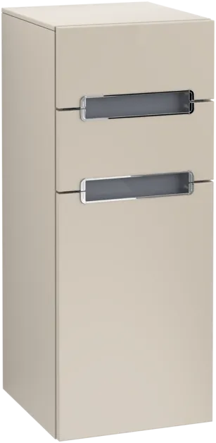 VILLEROY BOCH Boční skříňka Subway 2.0, 1 dvířka, 2 zásuvky, 356 x 857 x 370 mm, Soft Grey / Glass White #A7131SVK
