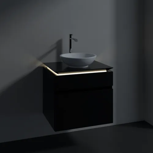 VILLEROY BOCH Legato toaletní skříňka, s osvětlením, 2 výsuvy, 600 x 550 x 500 mm, černý matný lak / černý matný lak #B568L0PD, obrázek 3