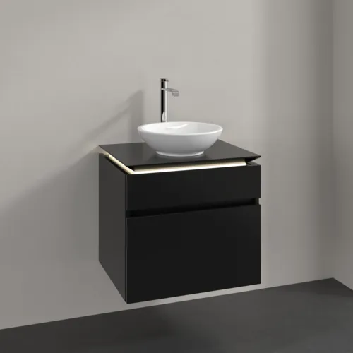 VILLEROY BOCH Legato toaletní skříňka, s osvětlením, 2 výsuvy, 600 x 550 x 500 mm, černý matný lak / černý matný lak #B568L0PD, obrázek 2