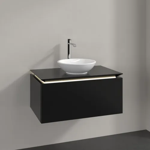 VILLEROY BOCH Legato toaletní skříňka, s osvětlením, 1 zásuvka, 800 x 380 x 500 mm, černý matný lak / černý matný lak #B569L0PD, obrázek 2