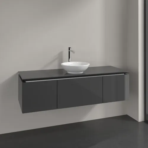 VILLEROY BOCH Legato toaletní skříňka, 3 výsuvy, 1400 x 380 x 500 mm, lesklá šedá / lesklá šedá #B58500FP, obrázek 2