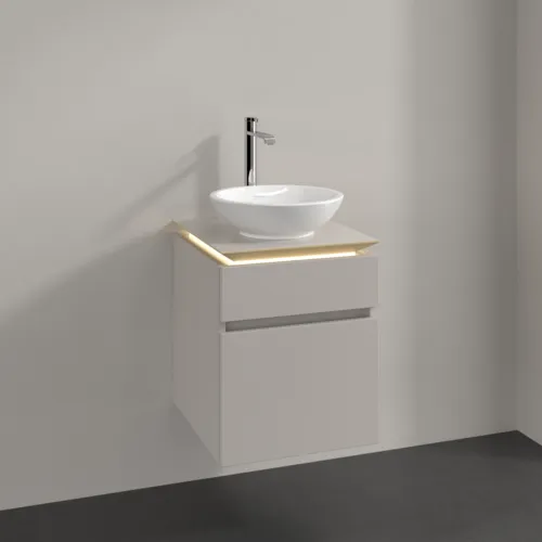 VILLEROY BOCH Legato toaletní skříňka, s osvětlením, 2 výsuvy, 450 x 550 x 500 mm, Soft Grey / Soft Grey #B566L0VK, obrázek 2