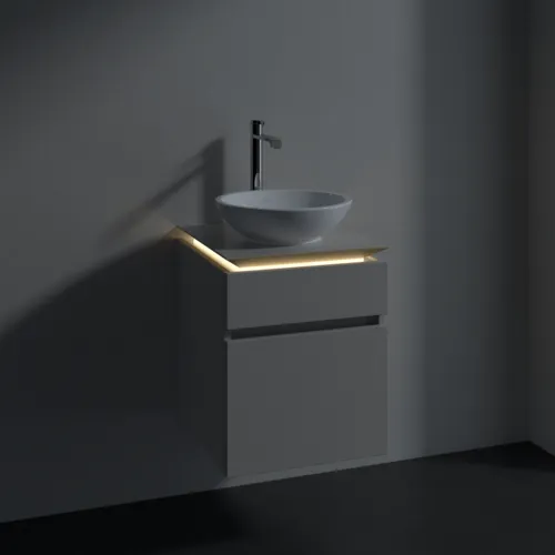 VILLEROY BOCH Legato toaletní skříňka, s osvětlením, 2 výsuvy, 450 x 550 x 500 mm, Soft Grey / Soft Grey #B566L0VK, obrázek 3