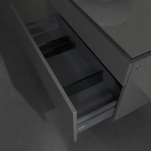 VILLEROY BOCH Legato toaletní skříňka, 2 výsuvy, 1000 x 550 x 500 mm, lesklá šedá / lesklá šedá #B57200FP, obrázek 6