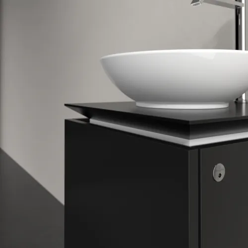 VILLEROY BOCH Legato toaletní skříňka, s osvětlením, 1 zásuvka, 450 x 380 x 500 mm, černý matný lak / černý matný lak #B565L0PD, obrázek 4