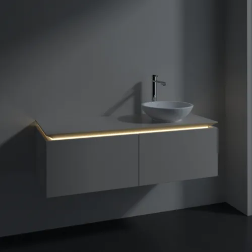 VILLEROY BOCH Legato toaletní skříňka, s osvětlením, 2 výsuvy, 1200 x 380 x 500 mm, Soft Grey / Soft Grey #B581L0VK, obrázek 3
