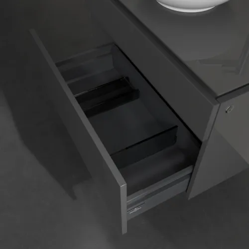 VILLEROY BOCH Legato toaletní skříňka, s osvětlením, 2 výsuvy, 800 x 550 x 500 mm, lesklá šedá / lesklá šedá #B570L0FP, obrázek 5