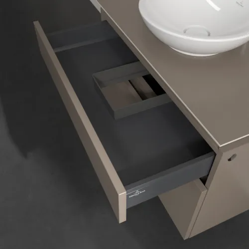 VILLEROY BOCH Legato toaletní skříňka, 2 výsuvy, 800 x 550 x 500 mm, Truffle Grey / Truffle Grey #B57000VG, obrázek 7