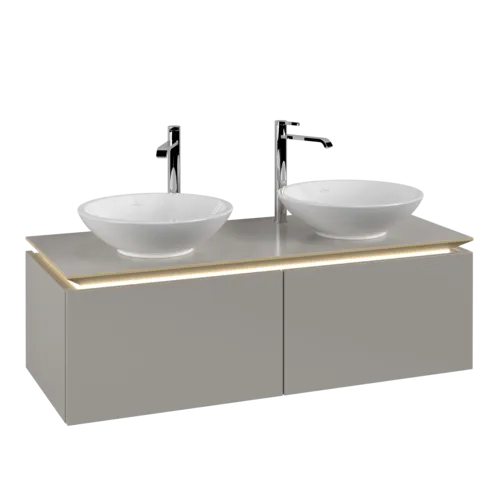 VILLEROY BOCH Legato toaletní skříňka, s osvětlením, 2 výsuvy, 1200 x 380 x 500 mm, Soft Grey / Soft Grey #B583L0VK