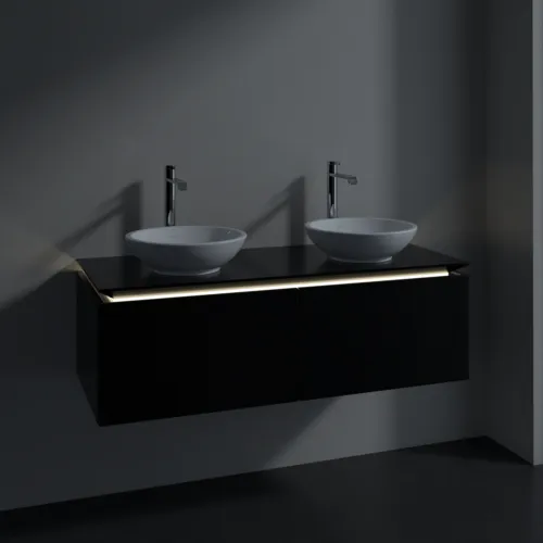 VILLEROY BOCH Legato toaletní skříňka, s osvětlením, 2 výsuvy, 1200 x 380 x 500 mm, černý matný lak / černý matný lak #B583L0PD, obrázek 3