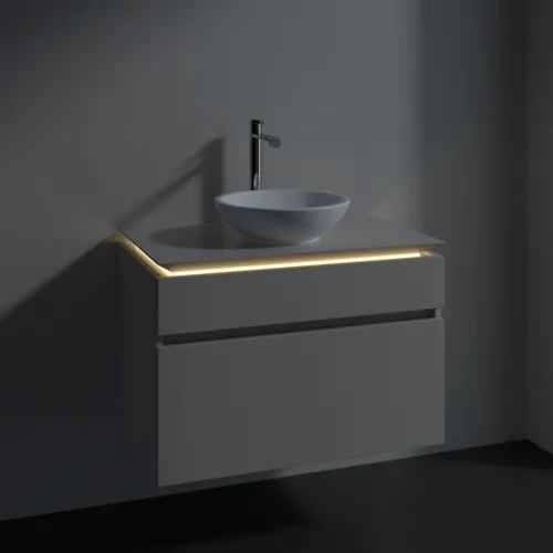 VILLEROY BOCH Legato toaletní skříňka, s osvětlením, 2 výsuvy, 800 x 550 x 500 mm, Soft Grey / Soft Grey #B570L0VK, obrázek 3