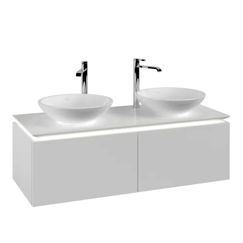 VILLEROY BOCH Legato toaletní skříňka, s osvětlením, 2 výsuvy, 1200 x 380 x 500 mm, bílá matná / bílá matná #B583L0MS