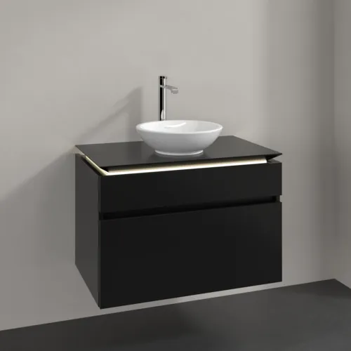 VILLEROY BOCH Legato toaletní skříňka, s osvětlením, 2 výsuvy, 800 x 550 x 500 mm, černý matný lak / černý matný lak #B570L0PD, obrázek 2