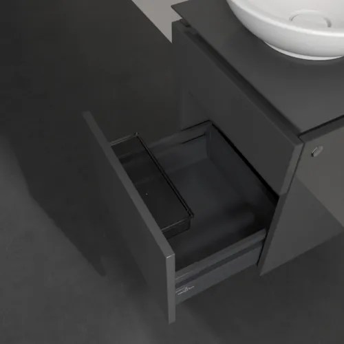 VILLEROY BOCH Legato toaletní skříňka, 2 výsuvy, 450 x 550 x 500 mm, lesklá šedá / lesklá šedá #B56600FP, obrázek 6