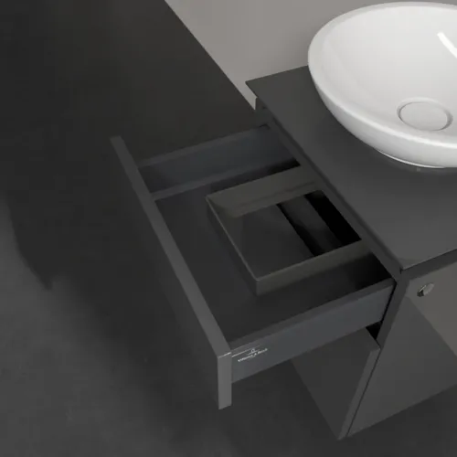 VILLEROY BOCH Legato toaletní skříňka, 2 výsuvy, 450 x 550 x 500 mm, lesklá šedá / lesklá šedá #B56600FP, obrázek 7