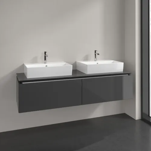 VILLEROY BOCH Legato toaletní skříňka, 2 výsuvy, 1600 x 380 x 500 mm, lesklá šedá / lesklá šedá #B67600FP, obrázek 2