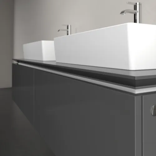VILLEROY BOCH Legato toaletní skříňka, 2 výsuvy, 1600 x 380 x 500 mm, lesklá šedá / lesklá šedá #B67600FP, obrázek 5