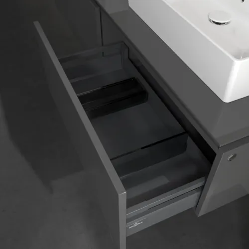 VILLEROY BOCH Legato toaletní skříňka, 2 výsuvy, 1600 x 380 x 500 mm, lesklá šedá / lesklá šedá #B67600FP, obrázek 6