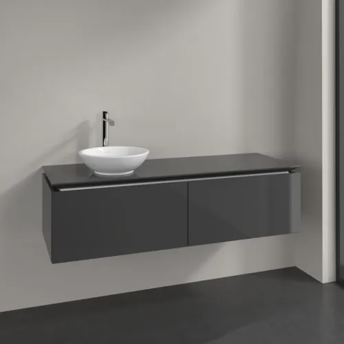VILLEROY BOCH Legato toaletní skříňka, 2 výsuvy, 1400 x 380 x 500 mm, lesklá šedá / lesklá šedá #B58700FP, obrázek 2