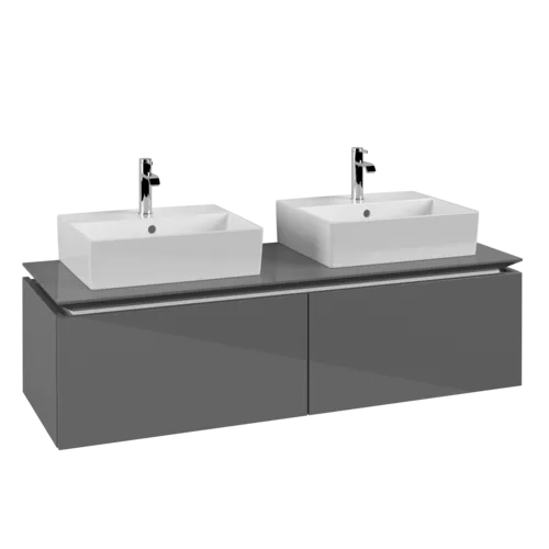 VILLEROY BOCH Legato toaletní skříňka, 2 výsuvy, 1400 x 380 x 500 mm, lesklá šedá / lesklá šedá #B66800FP