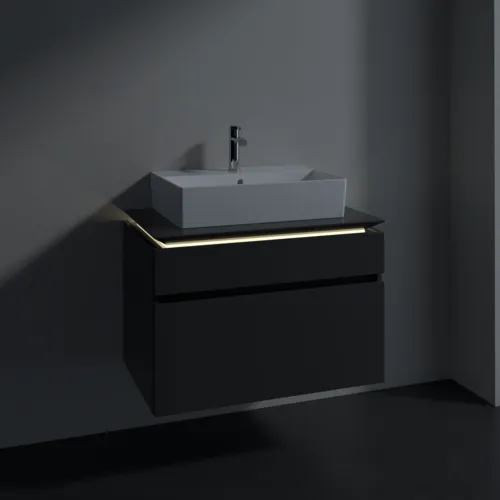 VILLEROY BOCH Legato toaletní skříňka, s osvětlením, 2 výsuvy, 800 x 550 x 500 mm, lesklá šedá / lesklá šedá #B602L0FP, obrázek 3