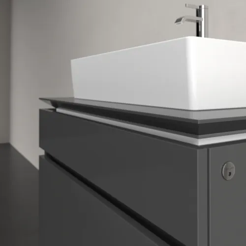 VILLEROY BOCH Legato toaletní skříňka, s osvětlením, 2 výsuvy, 800 x 550 x 500 mm, lesklá šedá / lesklá šedá #B602L0FP, obrázek 4