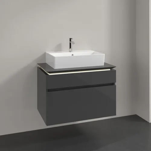 VILLEROY BOCH Legato toaletní skříňka, s osvětlením, 2 výsuvy, 800 x 550 x 500 mm, lesklá šedá / lesklá šedá #B602L0FP, obrázek 2