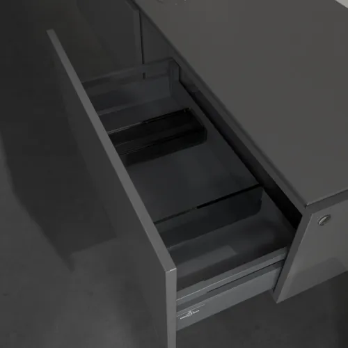 VILLEROY BOCH Legato toaletní skříňka, 2 výsuvy, 1600 x 380 x 500 mm, lesklá šedá / lesklá šedá #B59500FP, obrázek 6