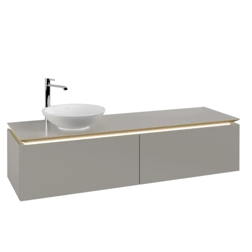 VILLEROY BOCH Legato toaletní skříňka, s osvětlením, 2 výsuvy, 1600 x 380 x 500 mm, Soft Grey / Soft Grey #B595L0VK