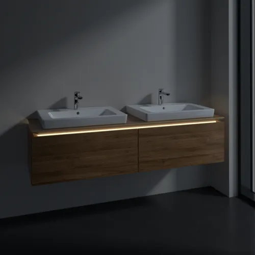 VILLEROY BOCH Legato toaletní skříňka, s osvětlením, 2 výsuvy, 1600 x 380 x 500 mm, dub Kansas / dub Kansas #B692L0RH, obrázek 3