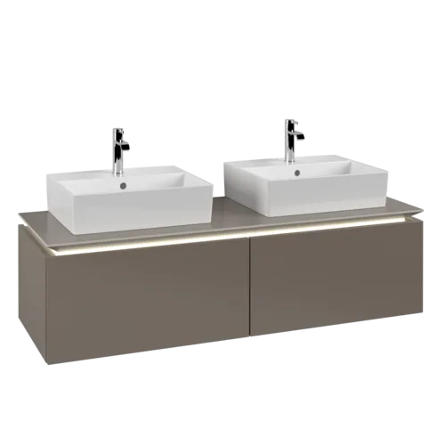 VILLEROY BOCH Legato toaletní skříňka, s osvětlením, 2 výsuvy, 1400 x 380 x 500 mm, Truffle Grey / Truffle Grey #B668L0VG