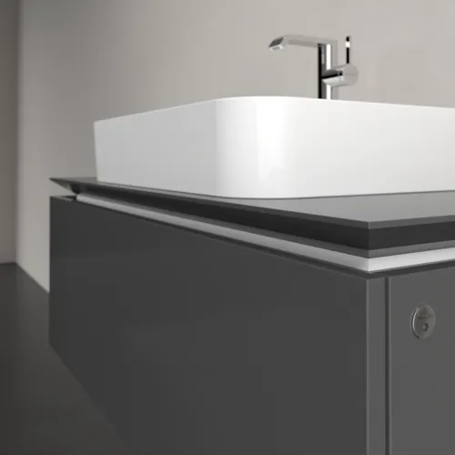 VILLEROY BOCH Legato toaletní skříňka, s osvětlením, 1 zásuvka, 1000 x 380 x 500 mm, lesklá šedá / lesklá šedá #B755L0FP, obrázek 4