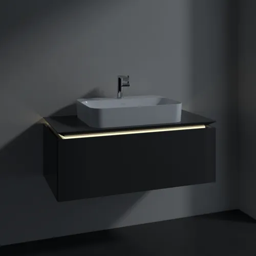 VILLEROY BOCH Legato toaletní skříňka, s osvětlením, 1 zásuvka, 1000 x 380 x 500 mm, lesklá šedá / lesklá šedá #B755L0FP, obrázek 3