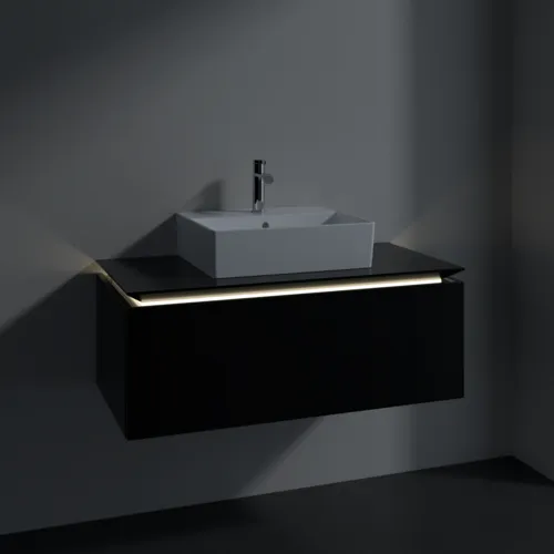 VILLEROY BOCH Legato toaletní skříňka, s osvětlením, 1 zásuvka, 1000 x 380 x 500 mm, černý matný lak / černý matný lak #B603L0PD, obrázek 3